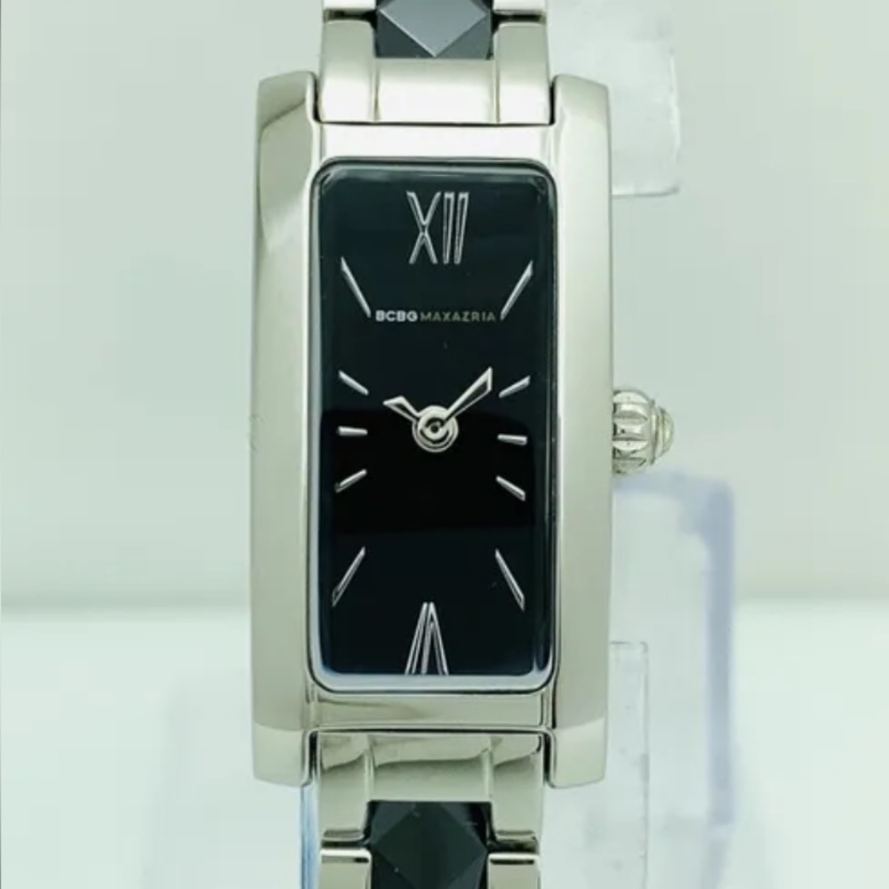 BCBGMAXAZRIA BG8047 Black Ceramic Link Stainless Steel Bracelet Watch BCBG NWT